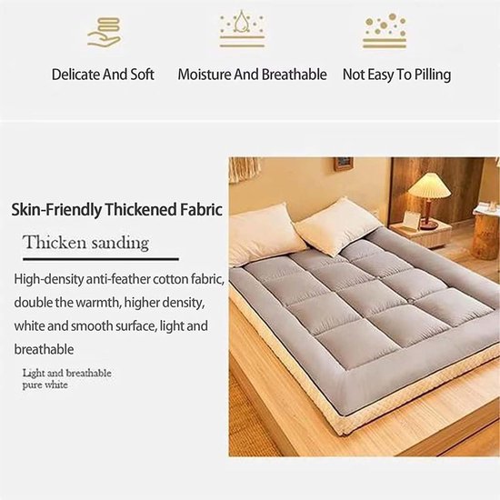 Japanse Vloermatras - Futonmatras Tatamimat - Comfortabel Slapen - Extra Dik Ontwerp - 90x200cm - Niet gespecificeerd — afbeelding 3