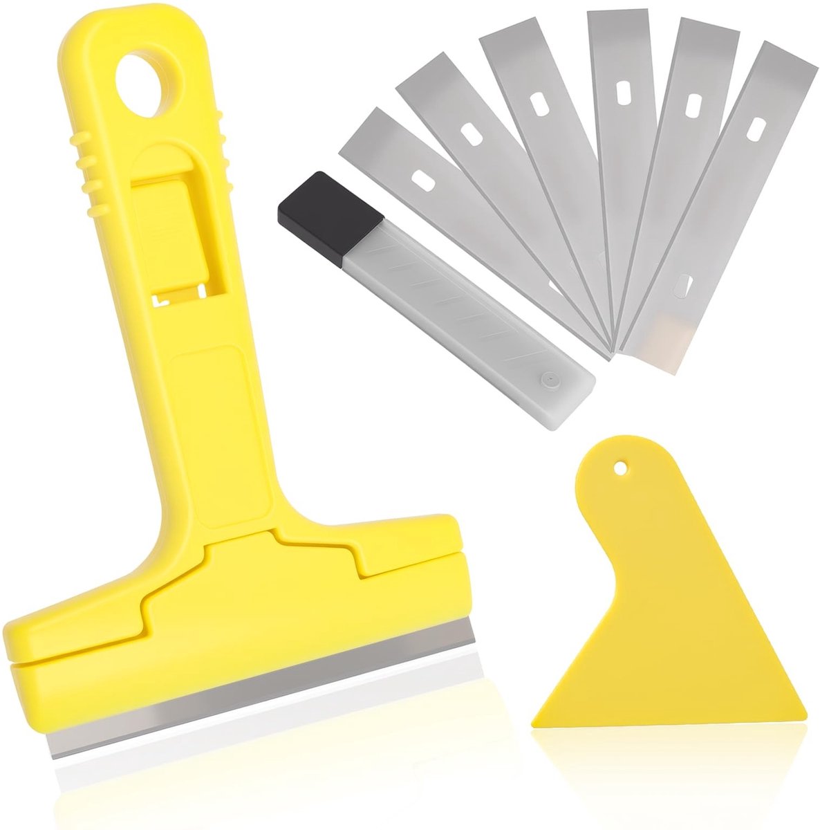 Dailygoods - Schraperset met 10 messen, schraper + mini-spatel, behangverwijderaar, glasschraper, keramische veld, schraper voor het reinigen, schraper, gereedschap voor het verwijderen van behang, verfschraper