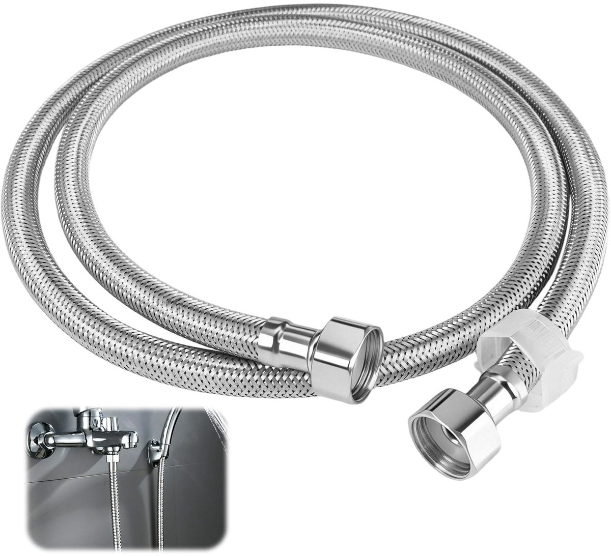 Dailygoods - 120cm RVS Gevlochten Slang Flexibele Pijp, G1/2 Inch Hoogwaardige Roestvrijstalen Omvlechting, Roestvrijstalen Aansluitslang G1/2 Inch, Pantserslang voor Kraan, Wastafel, Toilet, Spoelbak, Badkamer