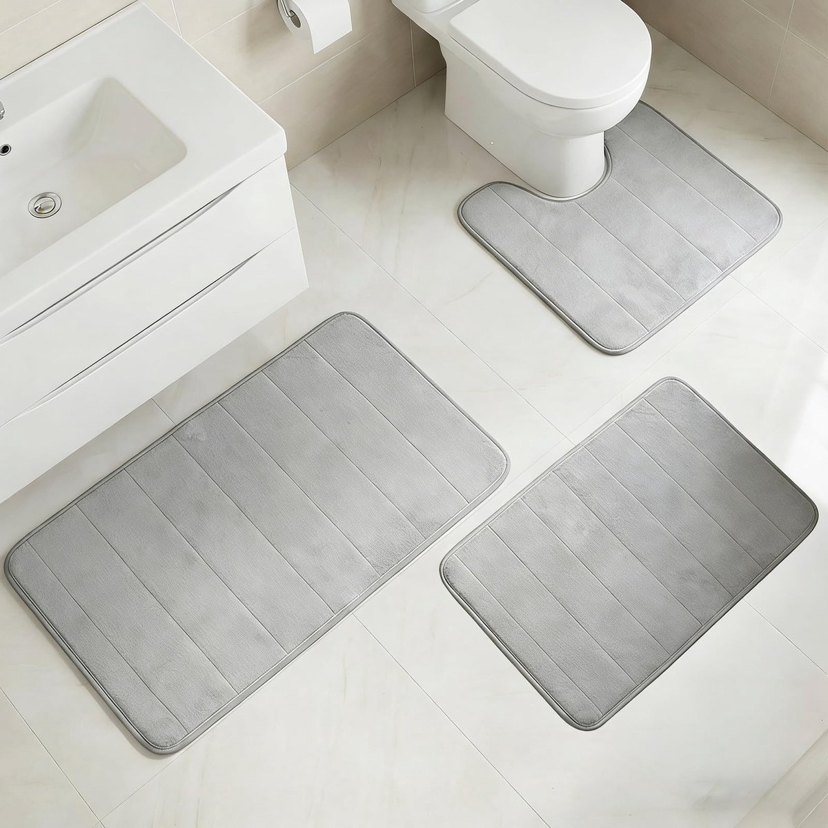 Dailygoods- Badkamertapijt Set - Badkamermat - Antislip - Badmat - Badmatten - Lichtgewicht Materiaal