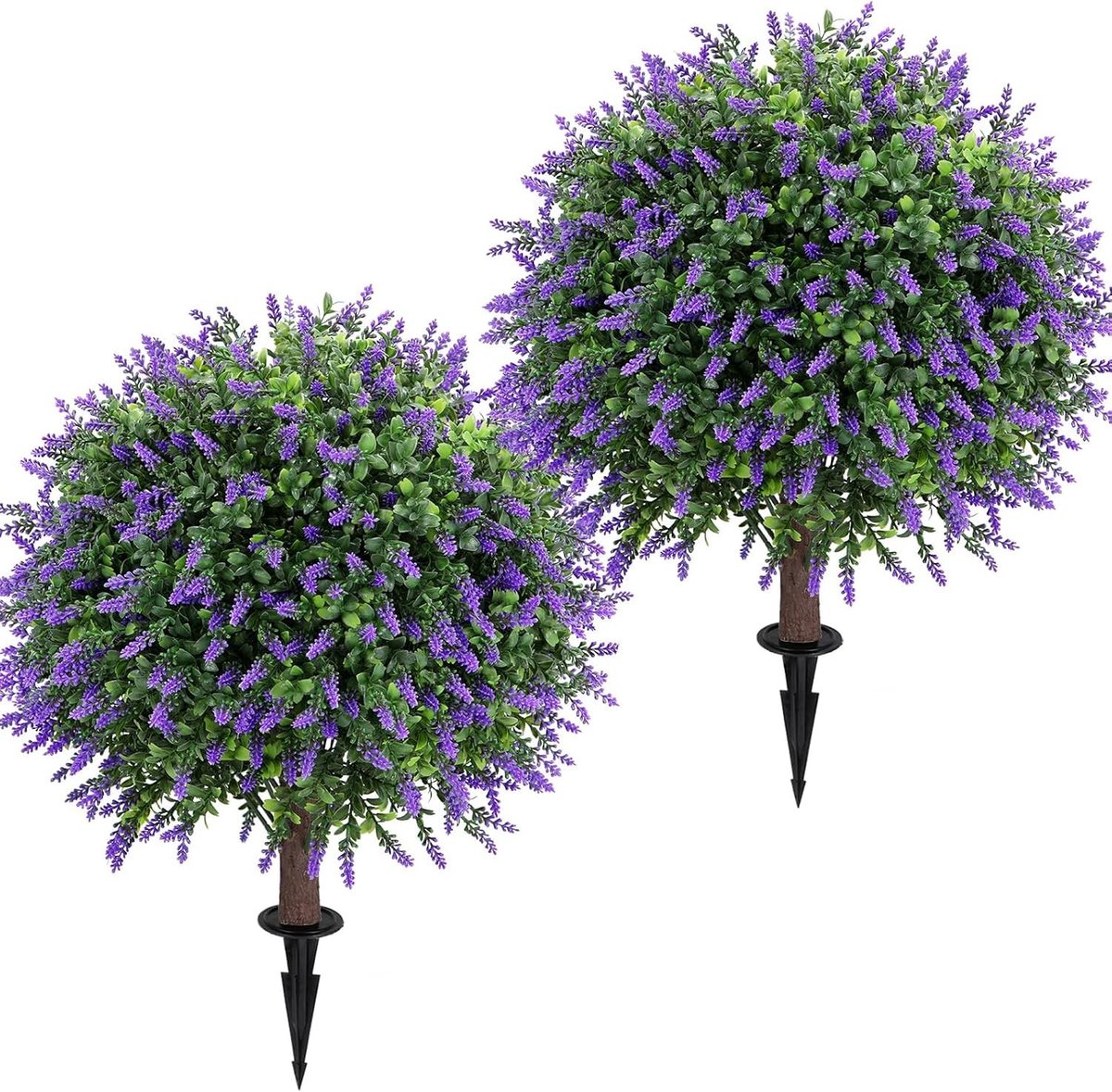 Dailygoods- Kunstlavendelbal 65 cm - Set van 2 - UV-bestendig - Winterbestendig - Kunstplant voor binnen/buiten - Perfect voor tuin/balkon/terras