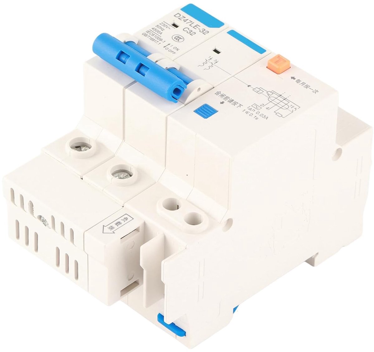 Aardlekschakelaar - Stroomonderbreker - Elektrische Veiligheid - Automatische Uitschakeling - 30mA Lekstroom - Grijs