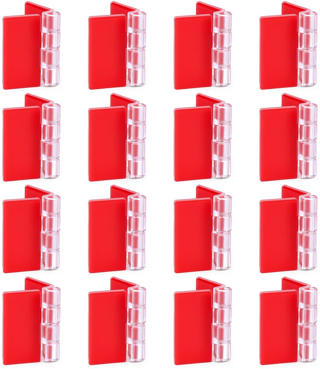 Dailygoods- Scharnieren 16 Stuks - Kleine Scharnieren - Transparante Kunststof - Zelfklevend - Inklapbaar - Robuust Acryl 35 x 25 mm - Kunststof Scharnier