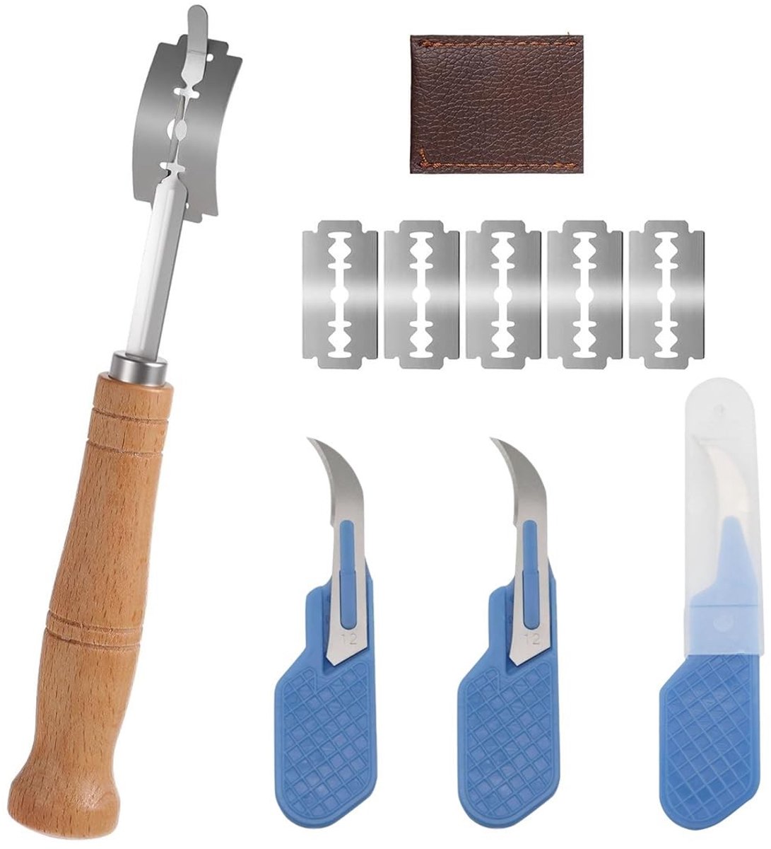 Dailygoods- Bakkersmessen Professioneel - 5 Scheermesjes - Mini-Duim-Broodsnijder - Deegmes - Korsttover - Voor Snijden van Brooddeeg - Broodsnijmes