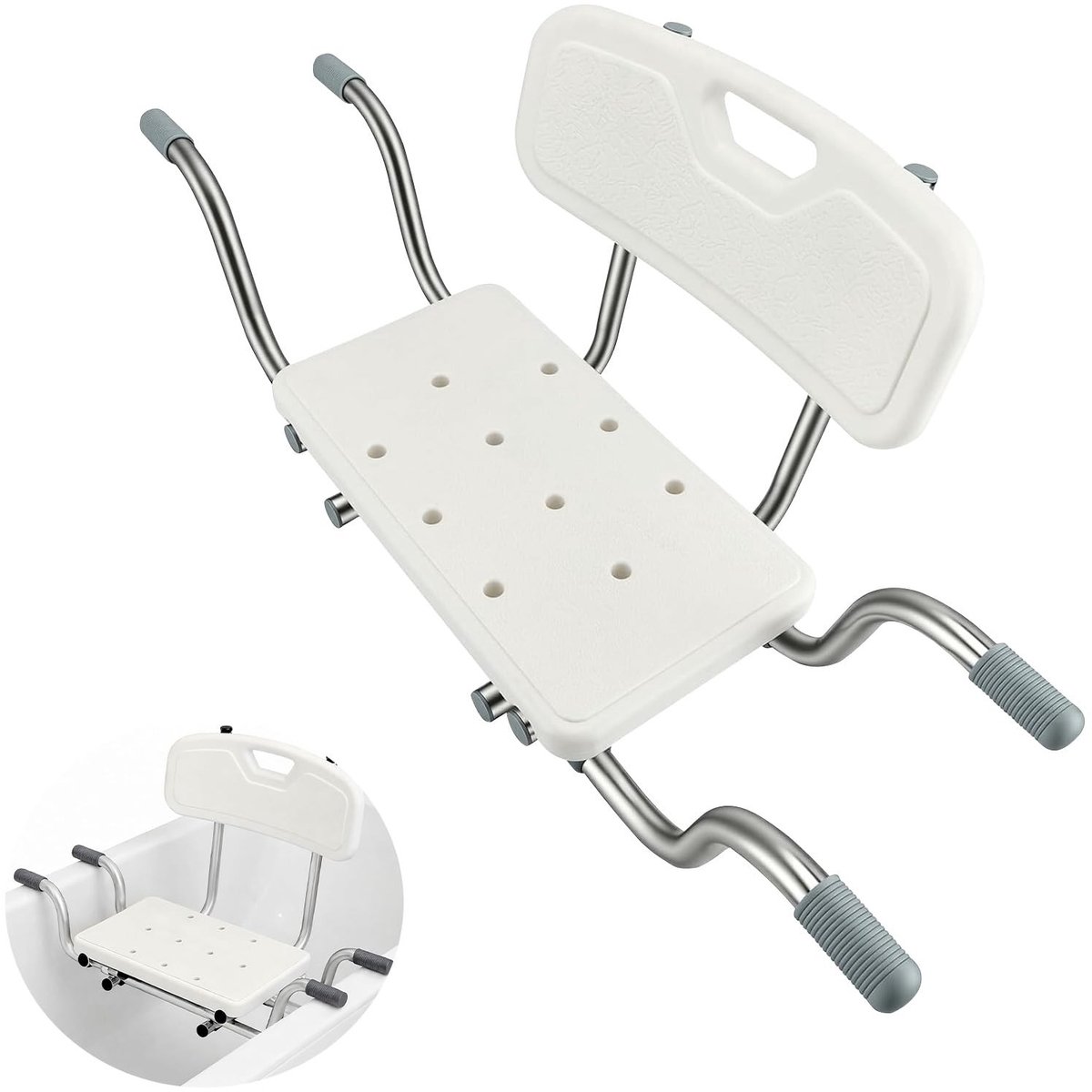 Dailygoods- Badzitje 136 kg draagvermogen - Douchezitje - Antislip handgrepen - Uittrekbare badplanken - Hoogwaardige materialen - 40,6 x 22,4 cm oppervlak - Badstoel