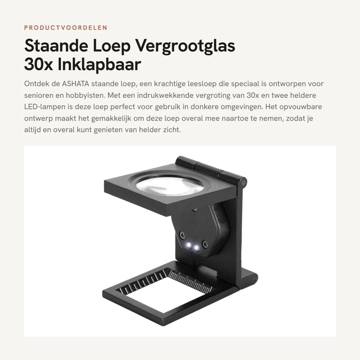Dailygoods - Staande Loep - Vergrootglas 30x - Inklapbaar en Draagbaar - Zwart - Met LED Verlichting - Ideaal voor Senioren en Handwerk