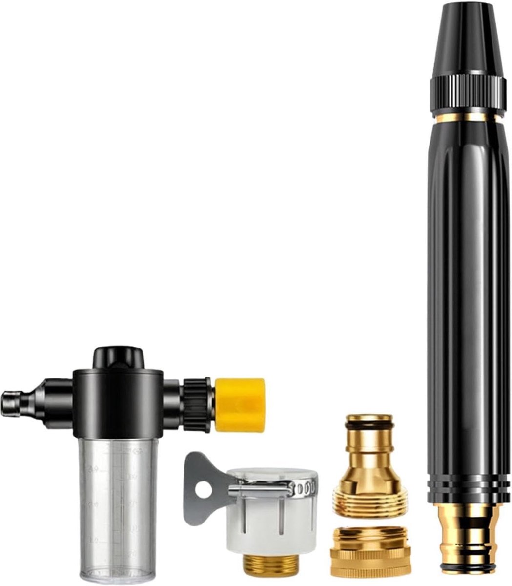 Hogedrukslang mondstuk - Verstelbare sproeikop - Krachtig reinigen - Ergonomisch handvat - 16.5 cm - Zilver
