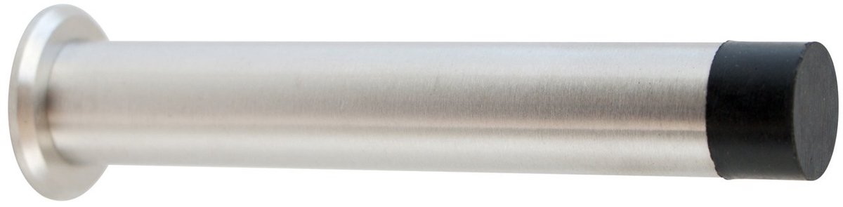 Dailygoods- Deurstop Roestvrij Staal - Wandmontage - Deurbuffer - Rubberbuffer - Bevestigingsmateriaal - Ø2,5cm H:10cm - Wandbuffer