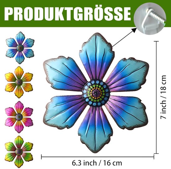 Dailygoods- Bloemornamenten 3D - Metalen Tuindecoratie - Waterdicht - UV-bestendig - Voor Buiten - 18 x 16 cm - Eenvoudig te Installeren van Dailygoods — afbeelding 5