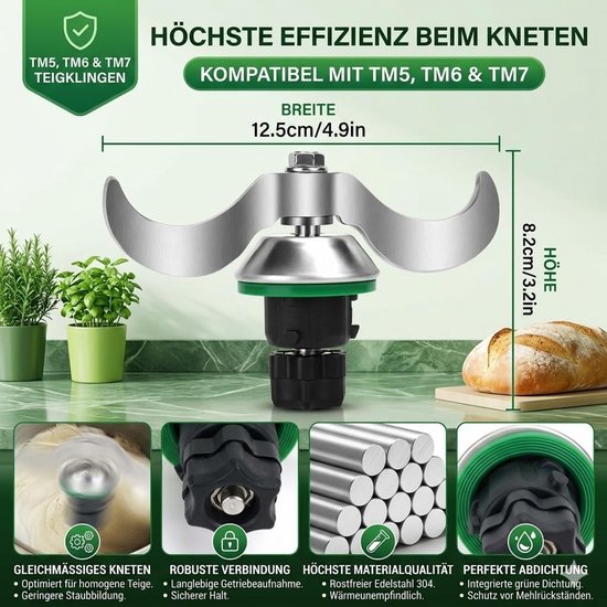 RVS deegmes voor Thermomix TM5 TM6, ideaal voor deegmixen, snel schoonmaken en vervangende accessoires voor optimale prestaties — afbeelding 5