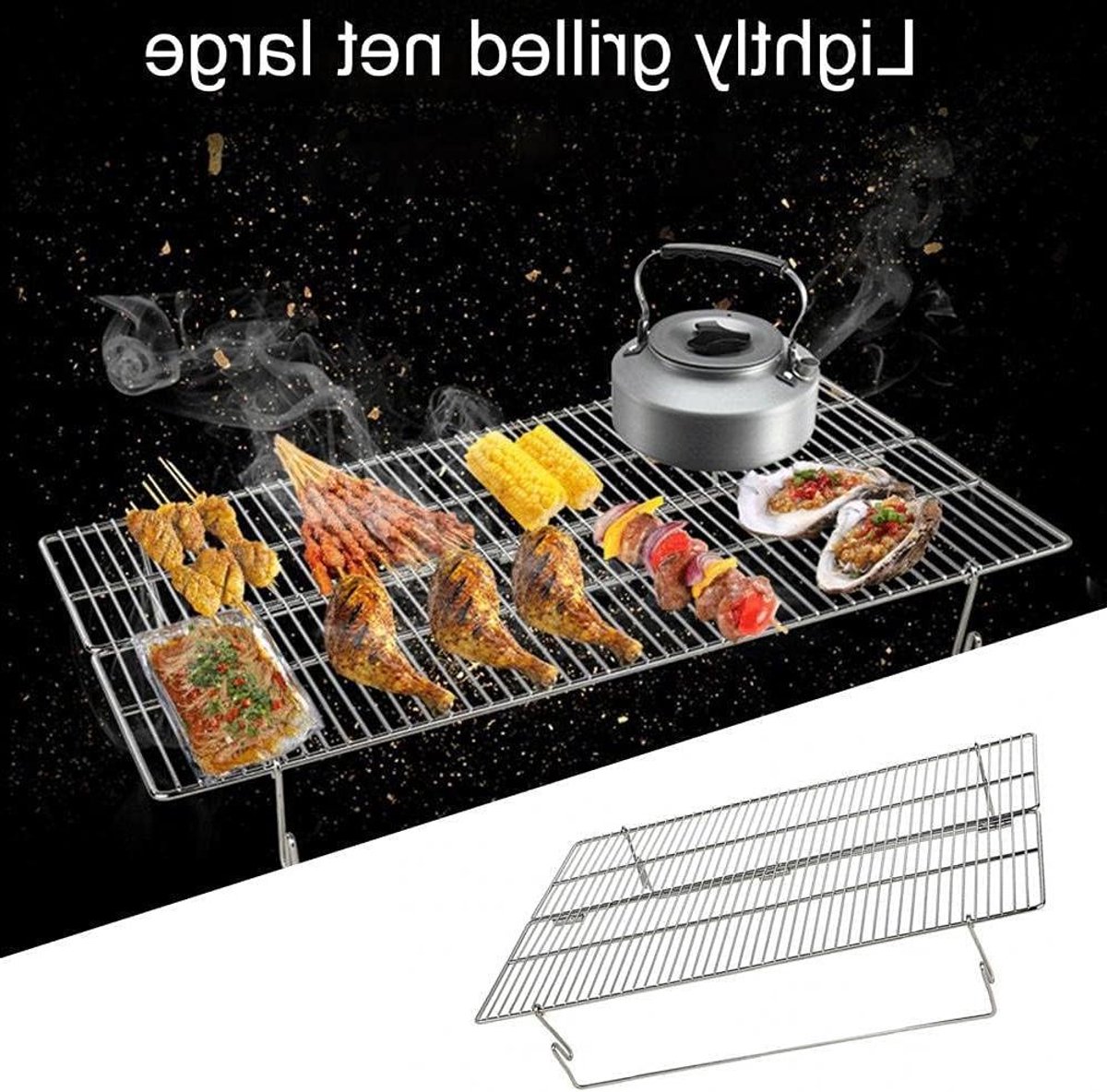 BBQ Grill Rooster - Kookrooster Barbecue - Buiten Koken - Opvouwbaar Ontwerp - 49x34.5cm - Zilver