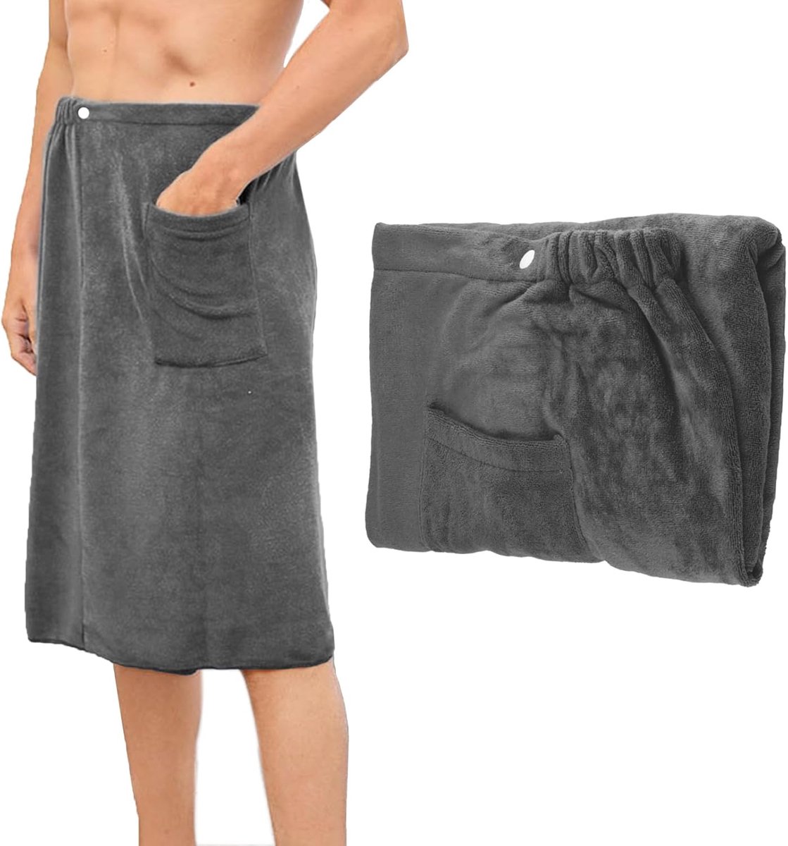 SnelShoppen - 70 x 140 cm Sauna kilt met verstelbare elastiek en drukknopen | sneldrogende badhanddoek voor sauna, douche, spa en sportschool