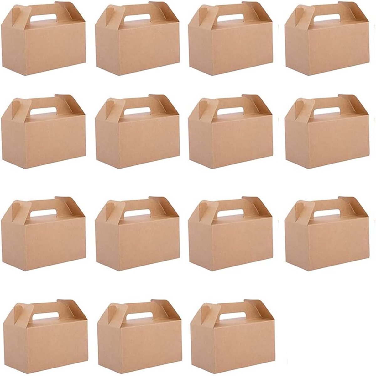 SnelShoppen - 15 Stuks Kraft Papier Verpakkingsdoos, 21 x 13 x 11 cm Cadeaudoos, Bruine Kartonnen Dozen met Deksel, Voor Feest, Verjaardag, Cadeaus, T