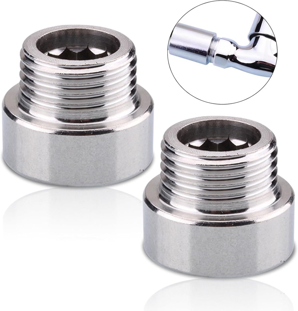 SnelShoppen - Tapverlengstuk RVS 1/2 Inch x 10 mm AG 1/2 Inch x IG 2 Stuks | Hoogwaardige RVS Verlenging voor Kranen, Hoekkranen, Douchekoppen