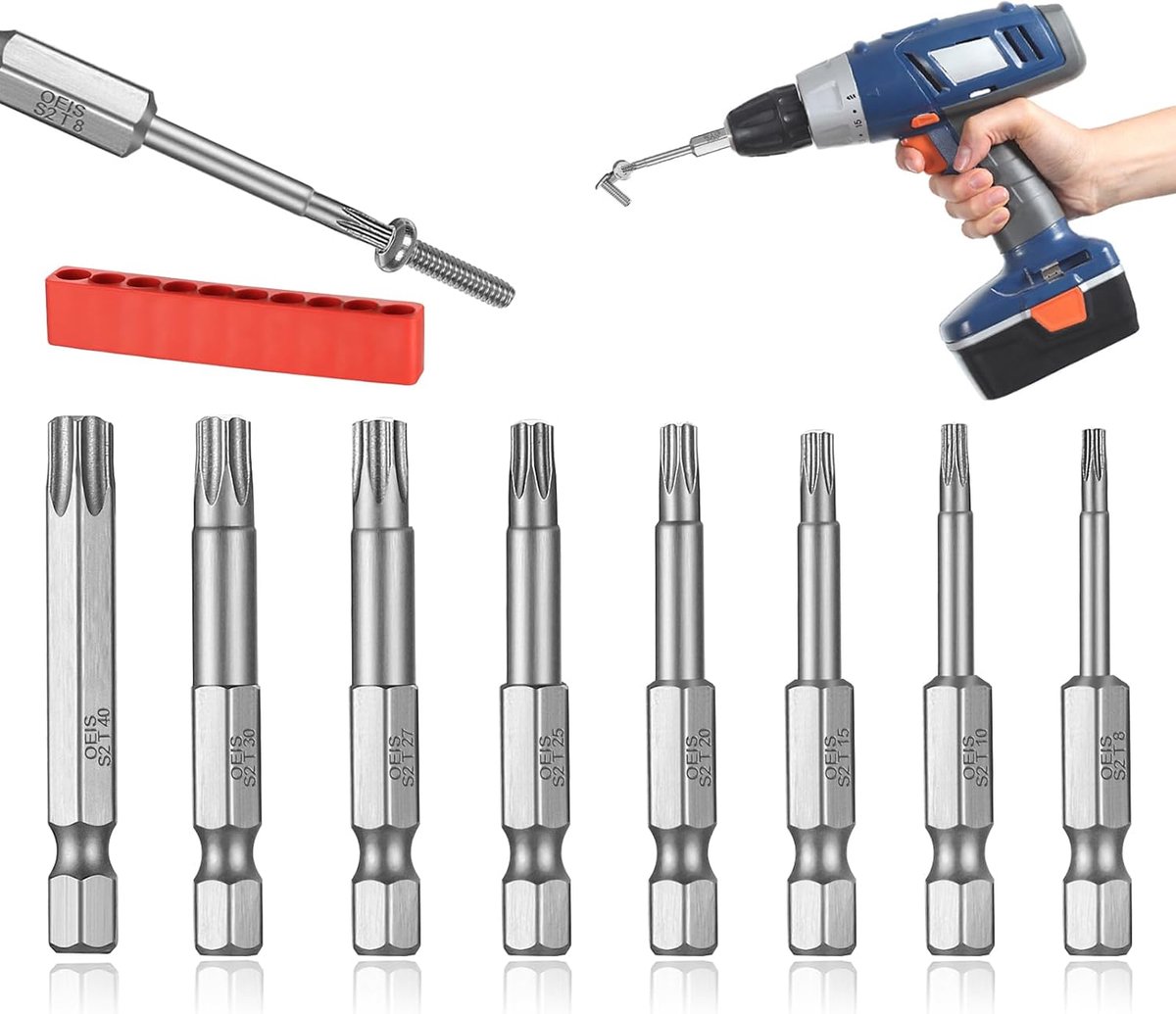 8-Piece Torx Bit Set, T8 T10 T15 T20 T25 T27 T30 T40 Torx Set, Skruvmechbitset, Torx Skruvmechbits with Magnetic - ShopVlot