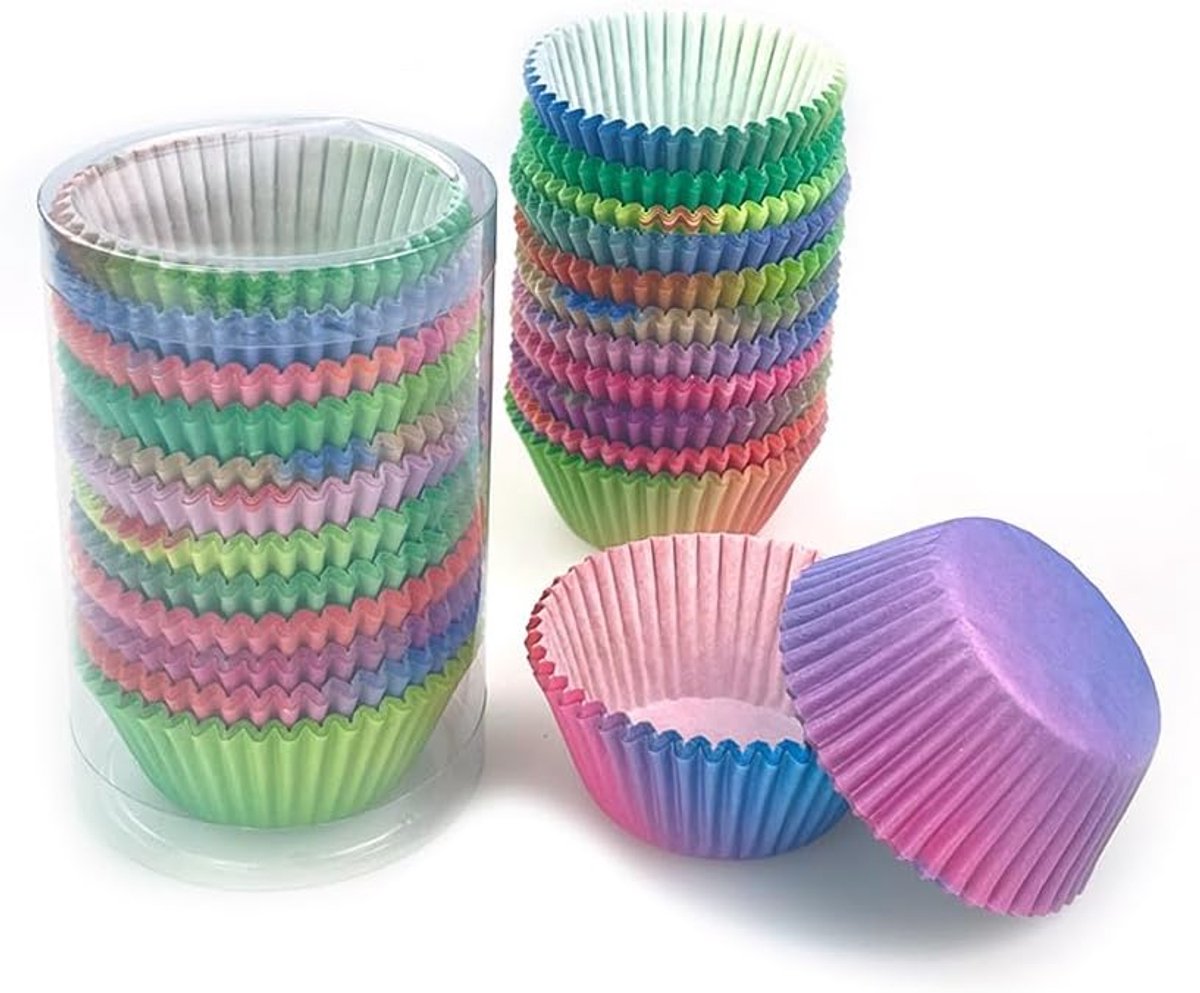 SnelShoppen - Muffin Mallen Papier Kleurverloop, Mini Muffin Mallen, Cupcake Cups, 600 Stuks, Voor Bakken, Dessert, Feest, Hoogwaardige Vetvrije Papie