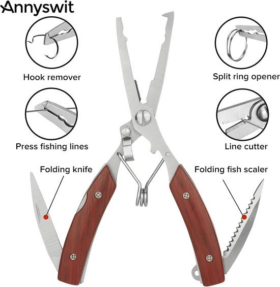 3Pcs Portable Gear Set with Lanyard & Curved Forceps & Escape Tool & Cover Multifunctional Fishing Gear Hook Remover - ShopVlot — afbeelding 2