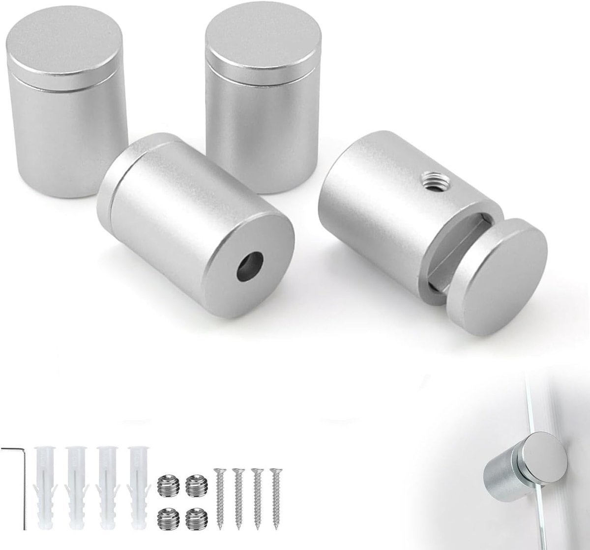 SnelShoppen - Spiegelhanger Set van 4 Stuks, Wandspiegel Bevestiging met Toebehoren, Hoogwaardige Aluminium Legering, Niet Gemakkelijk Vervormbaar, Ge