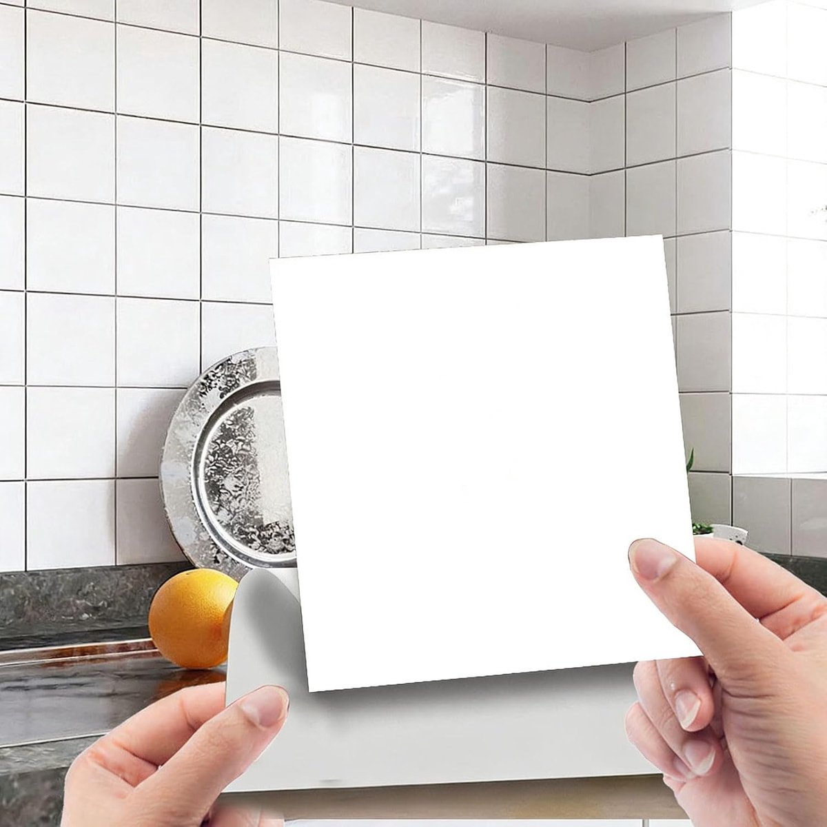 SnelShoppen - Tegel Stickers voor Badkamer en Keuken, 96 Stuks, 15 x 15 cm, Waterproof Zelfklevende Tegels voor Keuken Achterwand, PVC Wandfolie (Wit)