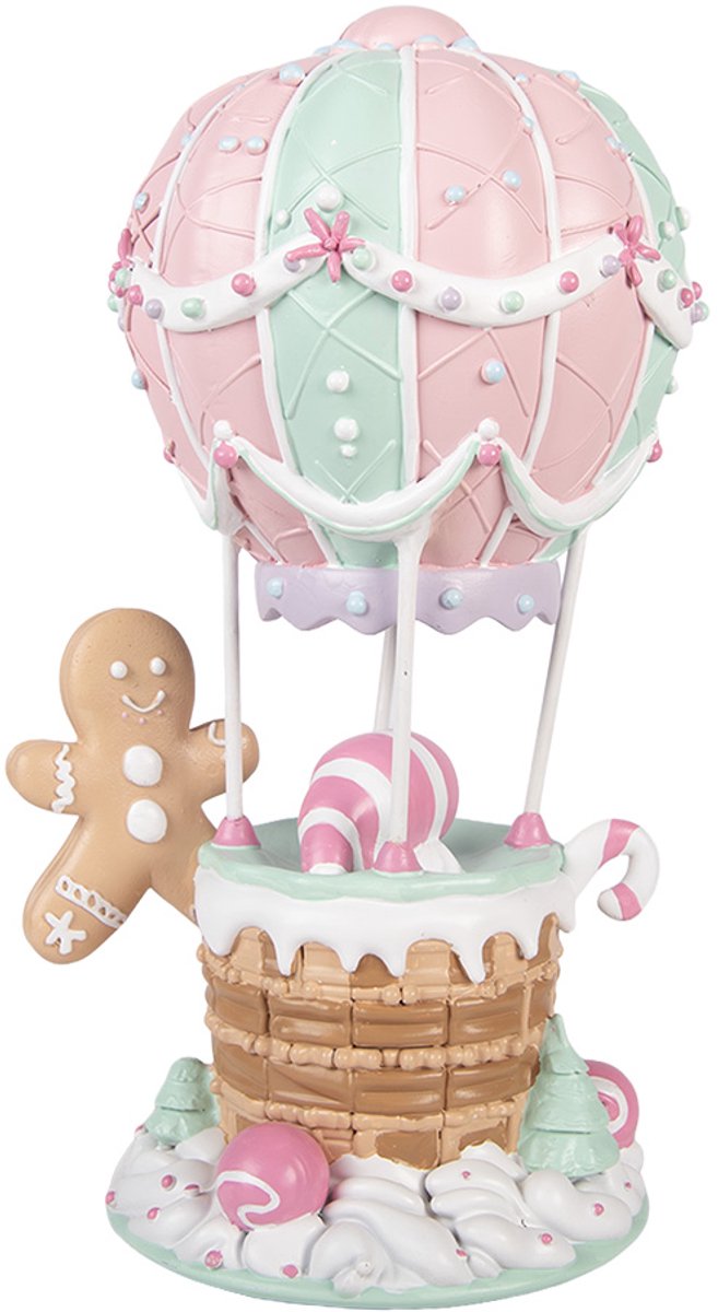 Clayre & Eef Kerstdecoratie Beeld Luchtballon 18x14x31 cm Roze Kunststof