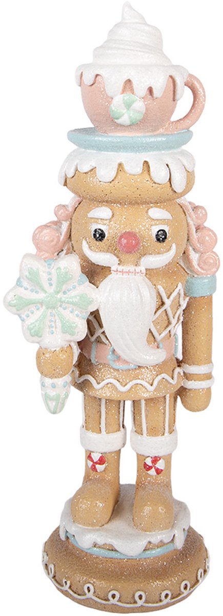 Clayre & Eef Kerstdecoratie Beeld Notenkraker 11x11x32 cm Bruin Kunststof