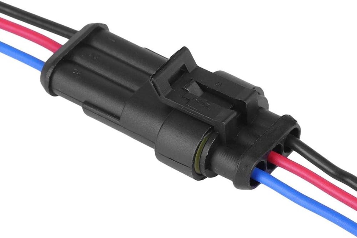 Waterdichte Connector - Auto Stekker - Elektrische Verbindingen - 3-Pins Ontwerp - 10 cm Draad - Zwart