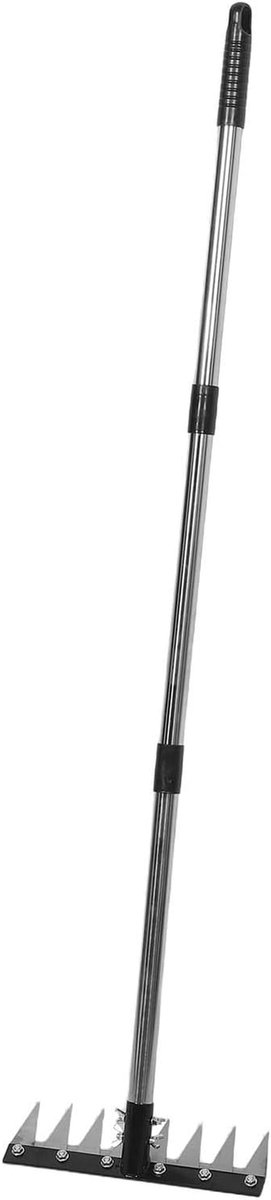 Tuinriek met Handhark - Onkruidsteker Grondbewerking - Gazon Onderhoud - Verstelbare Metalen Steel - 1215 cm - Zwart
