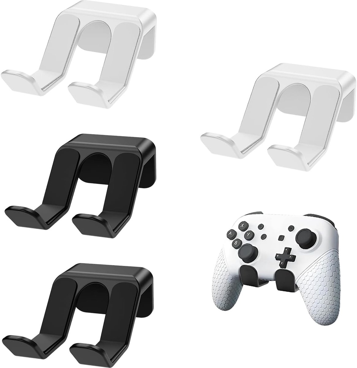 SnelShoppen - 4 Muurbeugels voor Gaming Controller, Universele Hoofdtelefoonhouder, Zelfklevende Hoofdtelefoonhouder voor Games, Hoofdtelefoons en Kle