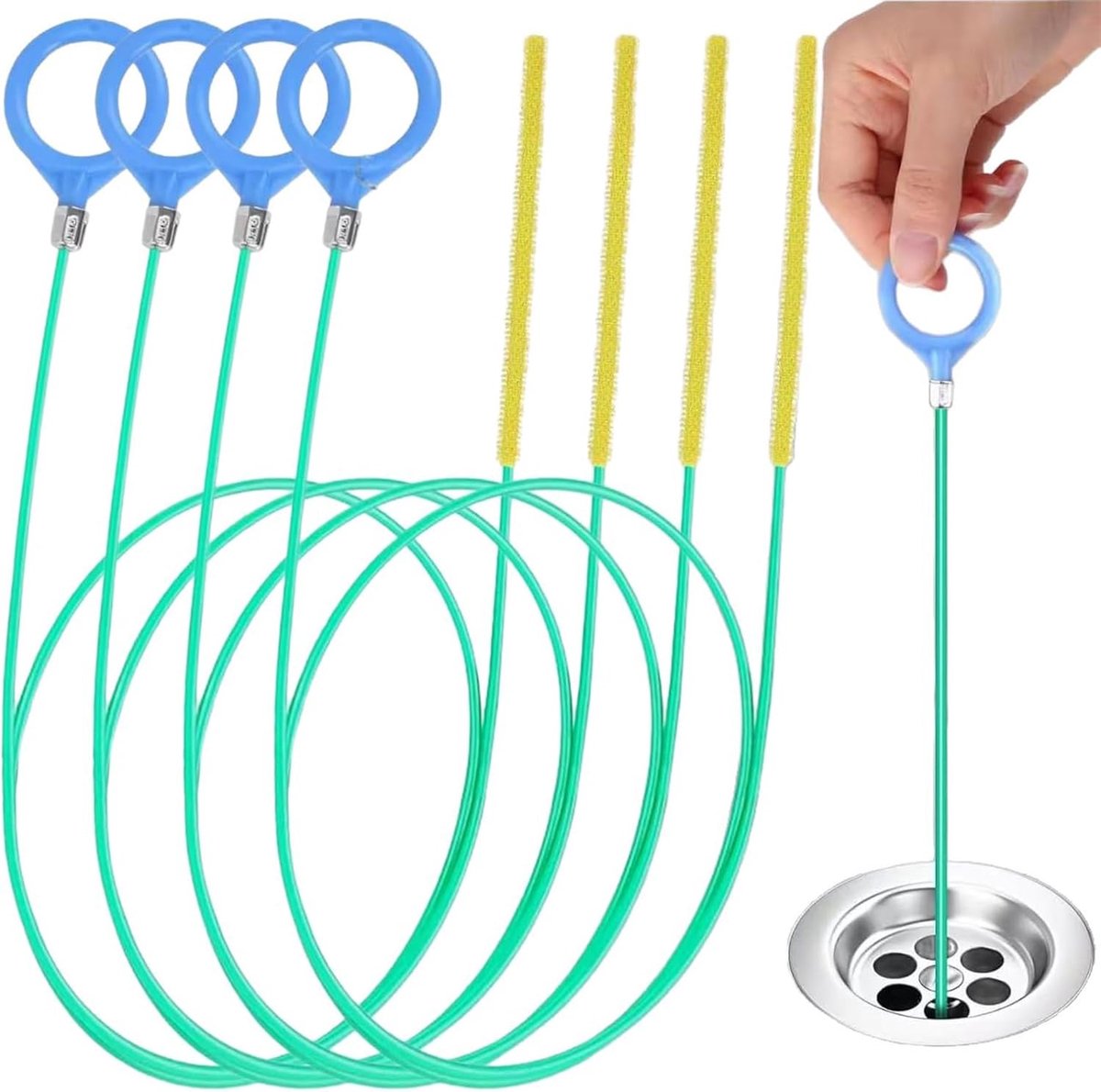 Drain Cleaner Spiral 90 cm Sink Cleaner Bathroom Tube Cleaning with Hair Sieve Flexible Tube Cleaning Brush Tube Brush - ShopVlot