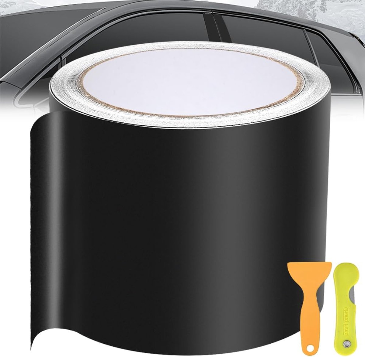 Autofilm 10 cm x 9 m - Matte zwart - Zelfklevende beschermfilm - Perfecte bescherming voor autodeuren - ShopVlot