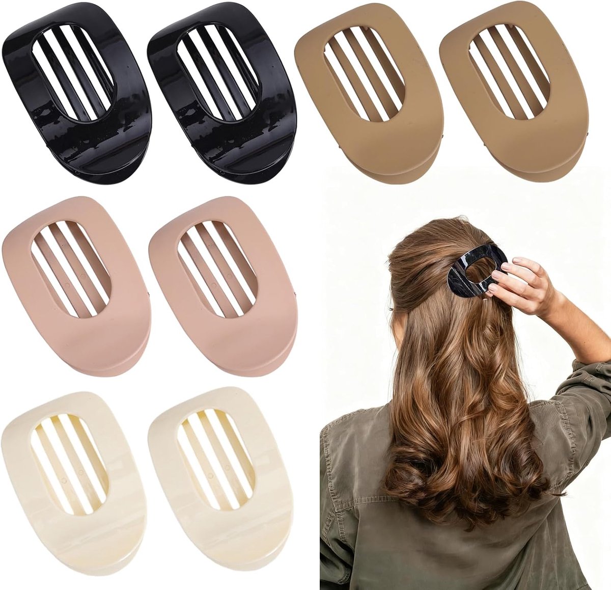 8 Pieces Flat Claw Clips, Duck Bill Hair Clips for Women, Flat Hair Clips, Strong Grip, Side Hair Clips, Non-Slip Hair - ShopVlot