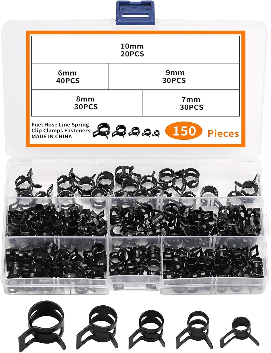 Hoesklemmen set 150-delig - zwart verzinkt - 6-10mm - voor brandstof en water - ShopVlot