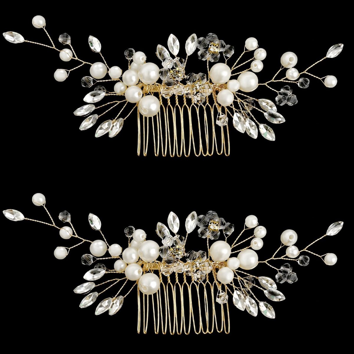 Bruids Haarspelden 2 Stuks - Parel en Kristallen - Vintage Bloem Design - Perfect voor Updo Haar - ShopVlot