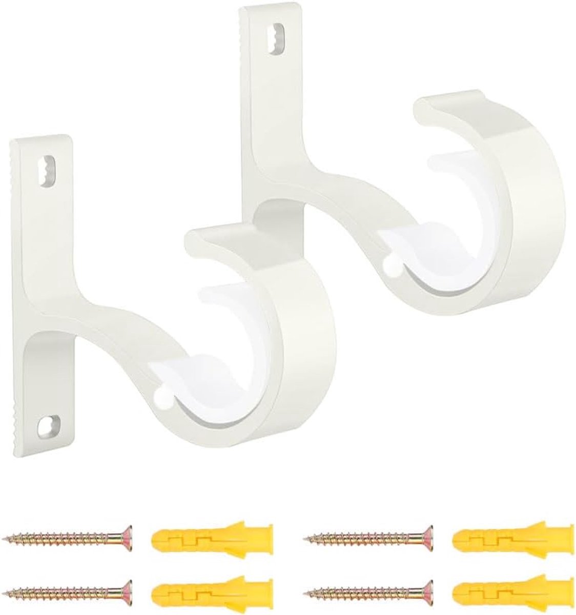 SnelShoppen - Pack van 2 Aluminium Leggers voor Gordijnen, Verstelbare Wandhouder voor Gordijnstangen, Kledingrails en Douche Stangen, Stabiele Wandmo