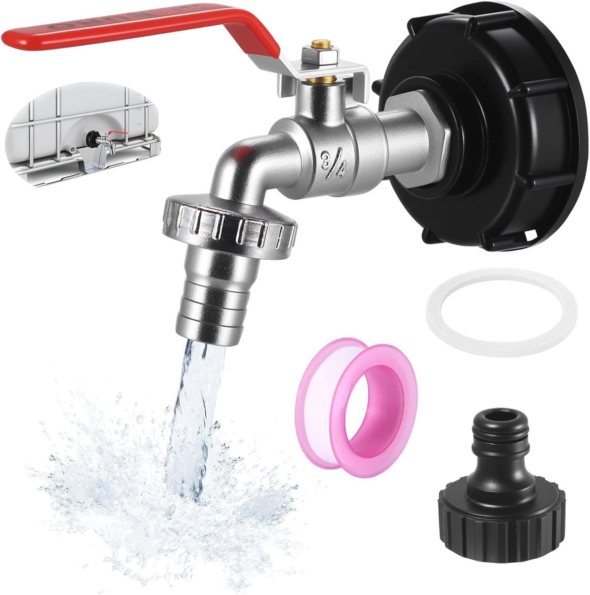 SnelShoppen - Tapadapter voor IBC tank 3/4 inch S60X6 | Lekvrij IBC kraanventiel kit voor buitengebruik, duurzaam en stabiel