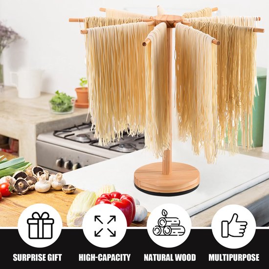 SnelShoppen - Roterende Pastamachine voor het Drogen van Pasta, Inklapbare Pastadroger voor Spaghetti en Fettuccine, Keukenaccessoire voor Thuis en Fe — afbeelding 2