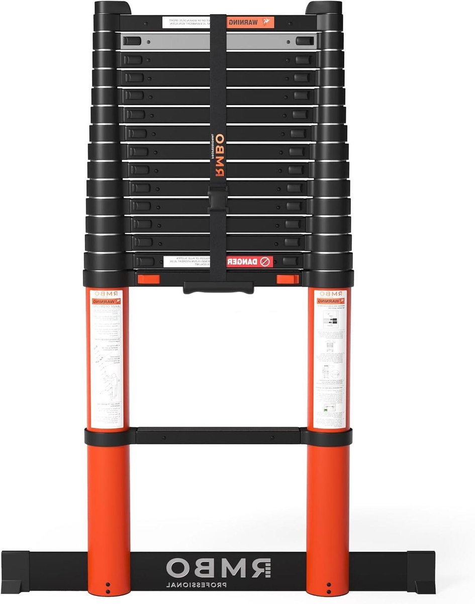 Telescopische Ladder - Inklapbare Ladder Uitschuifbare Ladder - Veilig Werken Op Hoogte - Soft Closing Systeem - 480 meter - Zwart