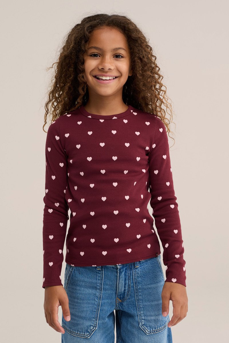 WE Fashion Meisjes T-shirt van ribstof