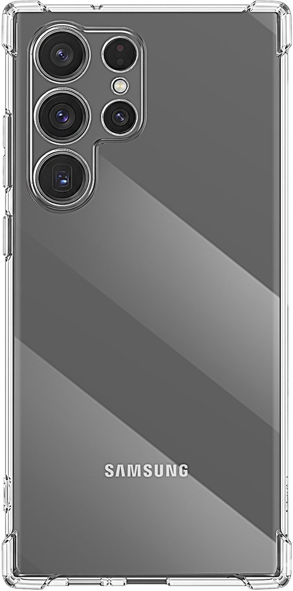 Mayaxess, Siliconen Hoesje Geschikt voor Samsung Galaxy S22 Ultra met Versterkte Hoeken Schokbestendig, Transparant