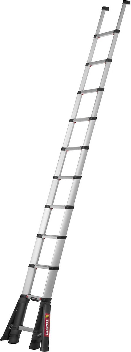 SnelShoppen - Telescopische ladder 3,50 m met stabilisator - Opvouwbare aluminium ladder voor klussen, tuinwerk en onderhoud
