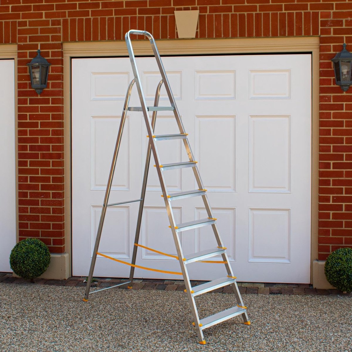 SnelShoppen - Trade Platform Stapladder 8-treden met Hoge Draagcapaciteit 150 kg, Vouwbare Ladders, Veiligheidsstandaard EN131, Antislip Voeten, Ideaa