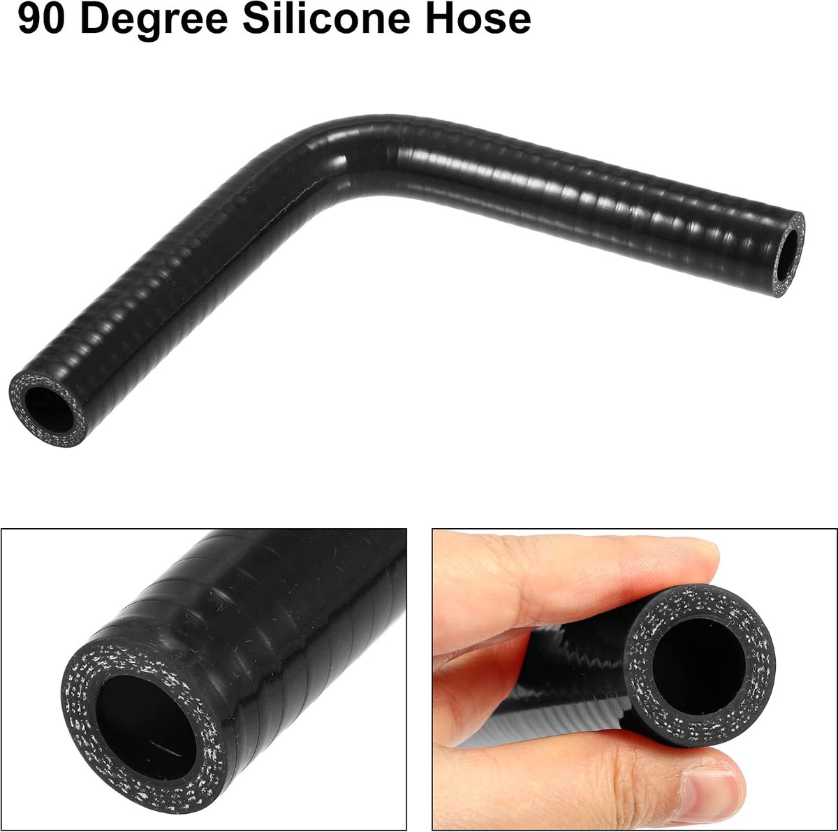 ABSOPRO Universele 16mm 0.63" ID 90 Graden Auto Koppeling Silicone Slang Zwart | zwart, 16 mm ID, 26 mm Od, 150 mm lengte, 5 mm dikte, temperatuur -60 °C tot 300 °C, universeel