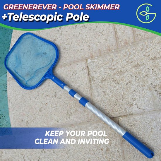 Skimmer Net met Poolstok (100 cm) Hot Tub Spa Leaf Cleaner Net Plastic omlijst fijnmazig net - Verwijdert gemakkelijk bladeren, puin, kleine deeltjes uit zwembaden, spa's, hottubs — afbeelding 2