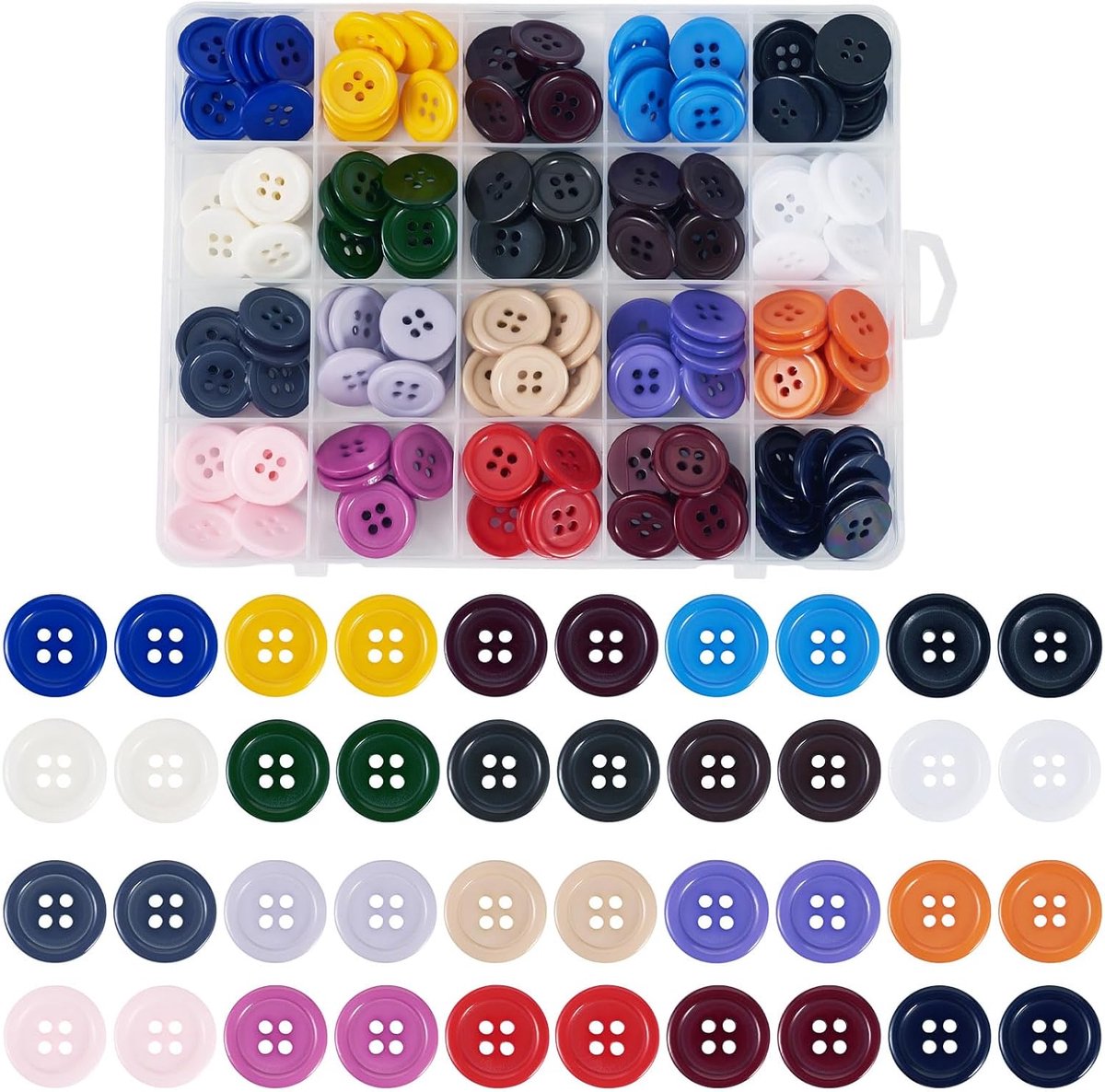 160Pcs 4-Gat Hars Knoppen 18Mm Kleurrijke Platte Ronde Naaien Knoppen Voor Diy Sieraden Maken Breien Haak Crafting Handgemaakte Ornament