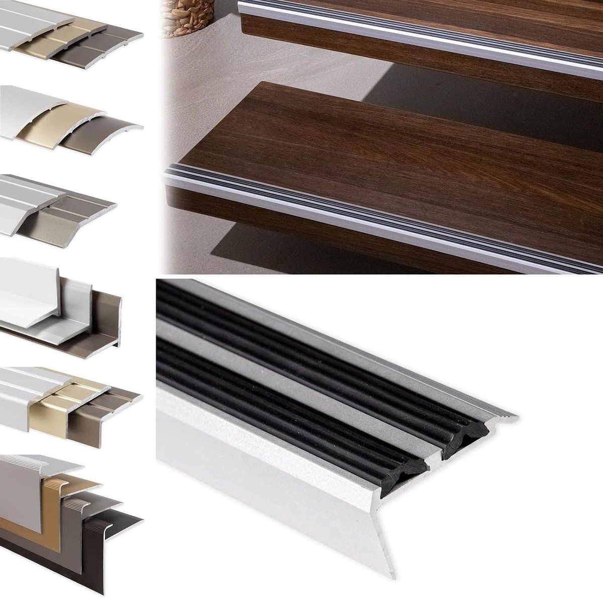 Trapprofiel - Trapneus Randprofiel - Traprenovatie - Dubbel Rubber - 1340x42x20 mm - Zwart