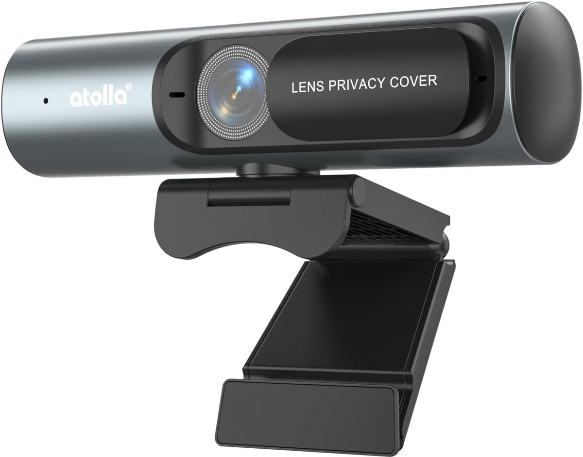 SnelShoppen - 2K HD Conferentie Webcam met Privacy Cover, 78° Kijkhoek, Autofocus, Geluidsonderdrukkende Microfoon, USB-A voor PC en Laptop, Ideaal vo