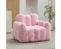 MIVRAY Zitzak Loungestoel Voor Volwassenen 47 x 45 x 34 cm - Met Rugleuning En Armleuningen - Voor Woonkamer En Slaapkamer - Pluche - Roze