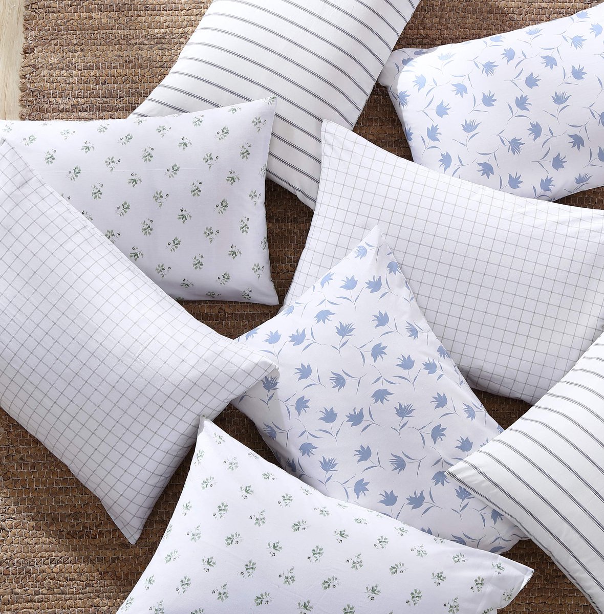 SnelShoppen - Twin Lakens Katoen Percale Beddengoed, Fris & Koel Huishouddecor, Groene Schets Ditsy, Perfect voor Slaapkamer en Gastenkamer