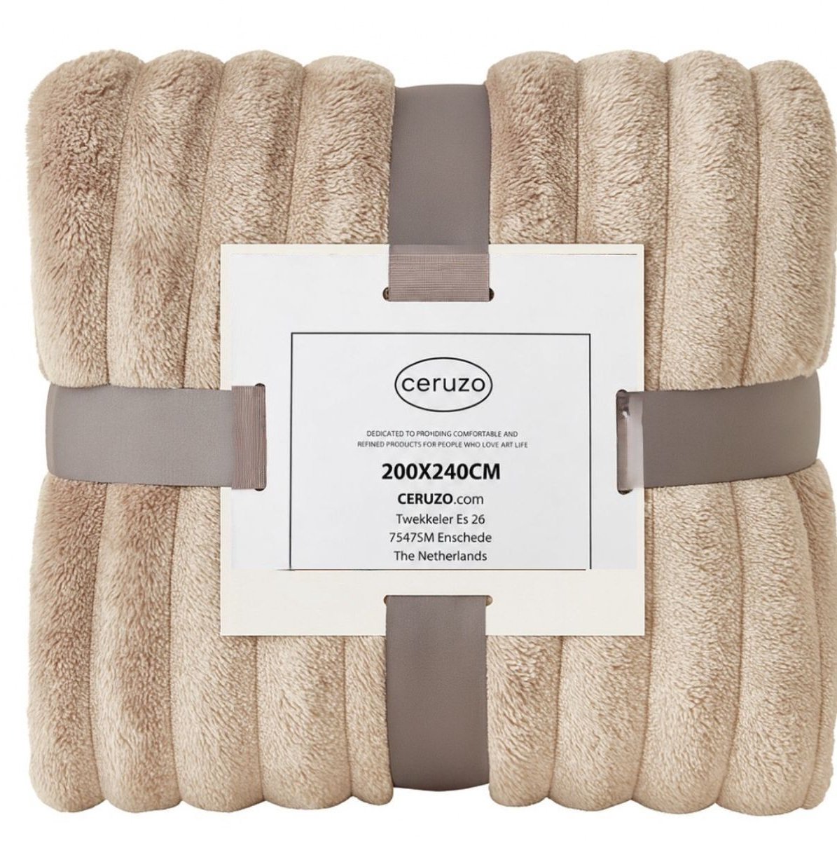 Ceruzo Fleece Deken 200x240 cm - XXL Plaid - Taupebruin - Zacht Fleece - Sprei 2persoonsbed