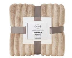 Ceruzo Fleece Deken 200x240 cm - XXL Plaid - Taupebruin - Zacht Fleece - Sprei 2persoonsbed